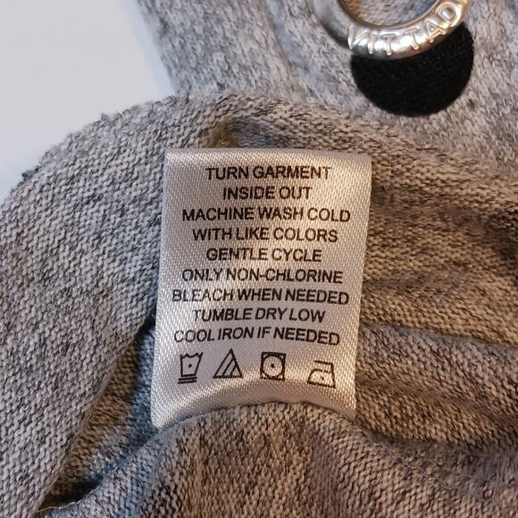 Adrienne Vittadini Womens PL Gray Polka Dot 3/4 Sleeve Top Grommets - Picture 4 of 8